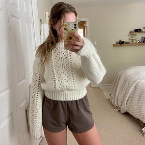 & Other Stories Cream Eyelet Knit Pullover Sweater